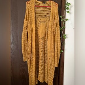 Moral Fiber Mustard Open-Knit Cardigan